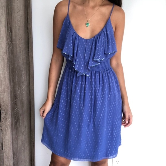 Rebecca Taylor Dresses & Skirts - Rebecca Taylor blue silk flounced mini dress 8